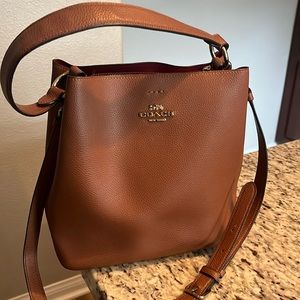 Coach brown purse red interior